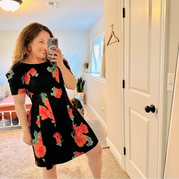 Anthropologie Moginn Black Orange Mini Dress Small - Picture 1 of 12